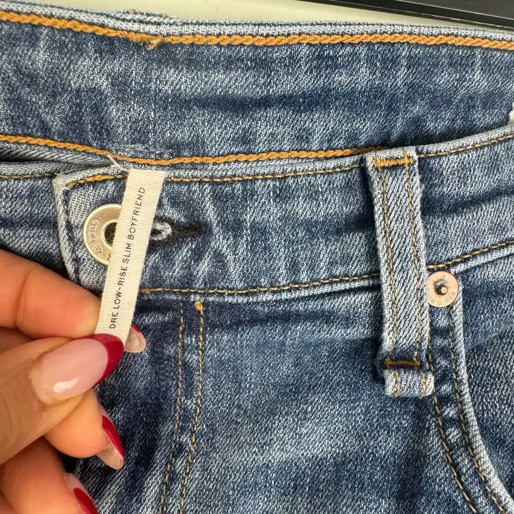 Rag & Bone Jean Women Size 32 Dre Low-Rise Slim Boyfriend Raw Hem Modele - Picture 8 of 8
